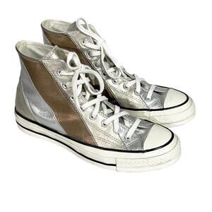 Converse Silver and Brown High-Top Sneakers